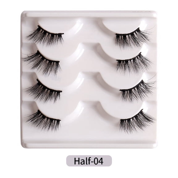 Nvzi -b 8 Pairs Wispy Mink Lashes Fluffy Eye Lashes Natural Look Volume Fake EyelashesHalf-04