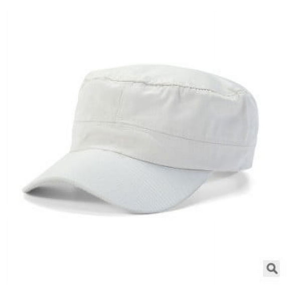 Nvzi -b Adjustable Unisex Flat Top Twill Classic Baseball Cap Military Cap 22-23.6 Inch Cadet Hat (Beige)