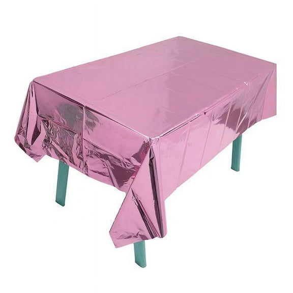 Nvzi -b Aluminum Foil Tablecloth, 10pcs 53.93 x 72.04 Inch Rectangle Tablecloth, Metallic Table Cover, Waterproof Table Cloth for Birthday, Wedding, Party(Pink)