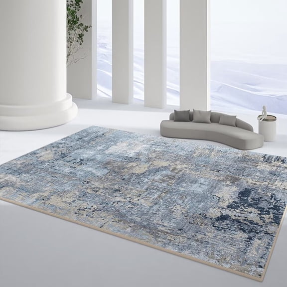 Nvzi -b Bathroom Rug Mat, Non-Slip Plush Shaggy Bath Carpet, Machine Wash Dry, Blue Brown,24*16inch
