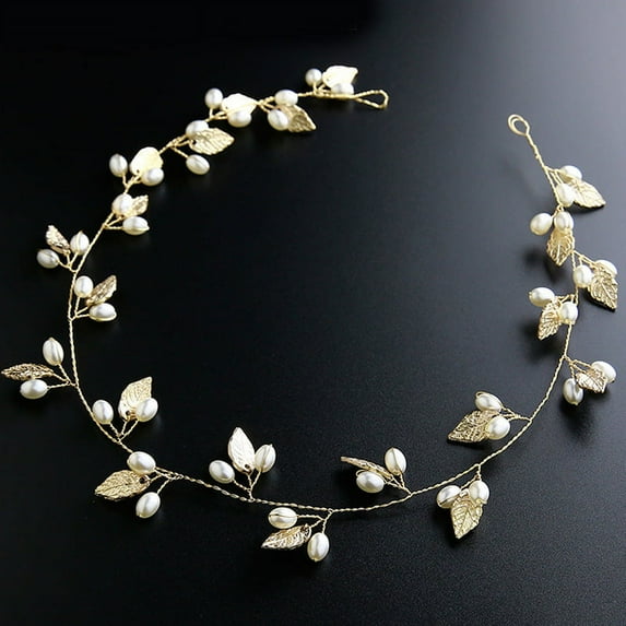 Nvzi -b Bridal Flower Wedding Hair Pins Crystal Pearl Hair Combs Clips Headpiece Gold Wedding Hair Accessories Jewelry with Rhinestone for Brides Bridesmaids Women Girls (Gold)