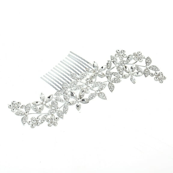 Nvzi -b Bridal Flower Wedding Hair Pins Crystal Pearl Hair Combs Clips Headpiece Gold Wedding Hair Accessories Jewelry with Rhinestone for Brides Bridesmaids Women Girls (Silvery)