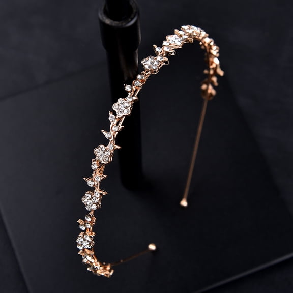 Nvzi -b Bridal Flower Wedding Hair Pins Crystal Pearl Hair Combs Clips Headpiece Gold Wedding Hair Accessories Jewelry with Rhinestone for Brides Bridesmaids Women Girls (Gold)