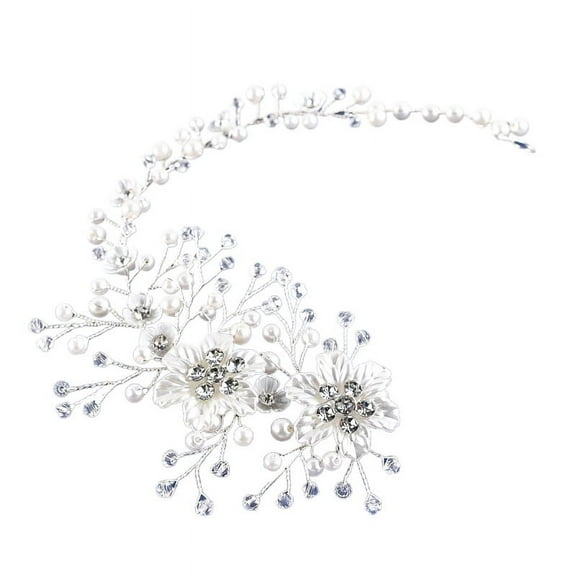 Nvzi -b Bridal Flower Wedding Hair Pins Crystal Pearl Hair Combs Clips Headpiece Gold Wedding Hair Accessories Jewelry with Rhinestone for Brides Bridesmaids Women Girls (Silvery)