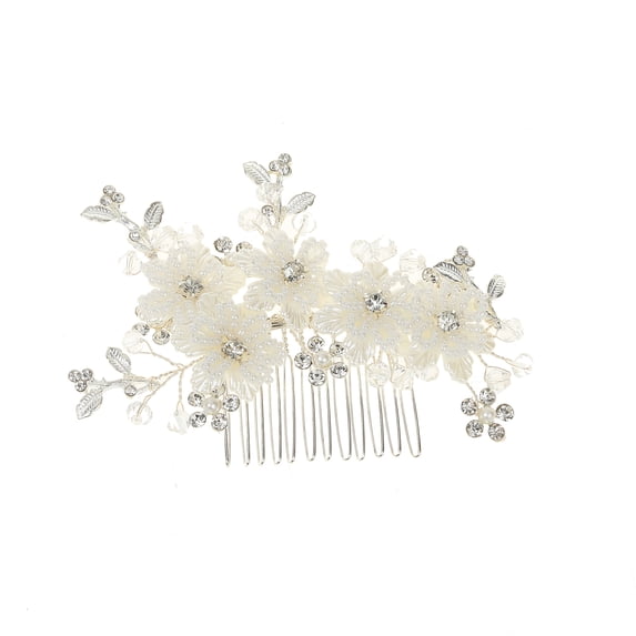 Nvzi -b Bridal Flower Wedding Hair Pins Crystal Pearl Hair Combs Clips Headpiece Gold Wedding Hair Accessories Jewelry with Rhinestone for Brides Bridesmaids Women Girls (White)