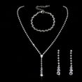 thumbnail image 1 of Nvzi -b Bridal Wedding Jewelry Set Crystal Necklace Bracelet Earrings Set for Bride Bridesmaid Rhinestone Necklace Prom Costume Jewelry Set Accessories for Women,B03, 1 of 2
