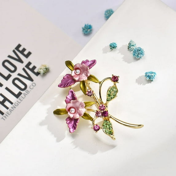 Nvzi -b Brooches Pins Vintage Brooches Green Enamel Brooch Fashion Plant Flowers Brooch Pins Fashion Jewelry Accessories for Women Gift,B18