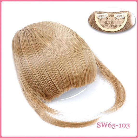 Nvzi -b Clip in Bangs, Synthetic French Bangs Hair Clip, Fake Bangs Fringe with Temples Hairpieces for Women Natural Curved Bangs Clip in Hair Extensions for Daily Wear,H