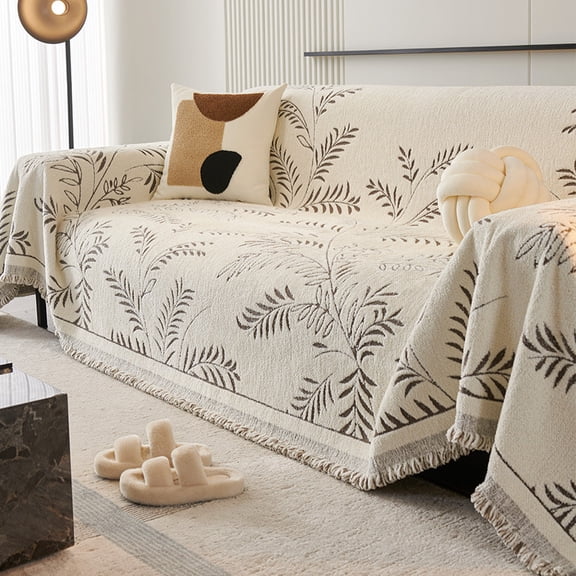 Nvzi -b Couch Cover Brown Chenille Sofa Covers Prevent cat scratching Sofa Towel Cover for Living Room Sofa Easy Fit Washable Furniture Sofa Protector 70.87*133.86inch