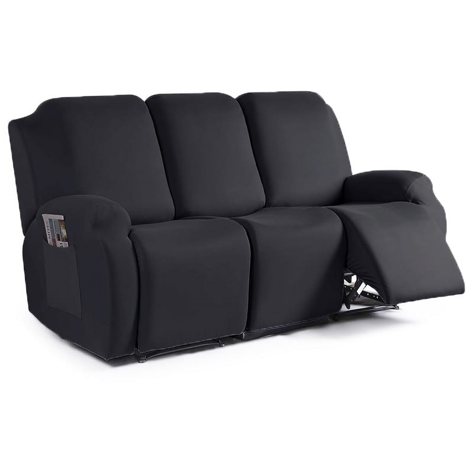 XmhyTop-A Couch Cover Jacquard Stretch Sofa Covers Reclining Chair Cover for Living Room Sofa Easy Fit Washable Furniture Sofa Protector 3 seat (Black)