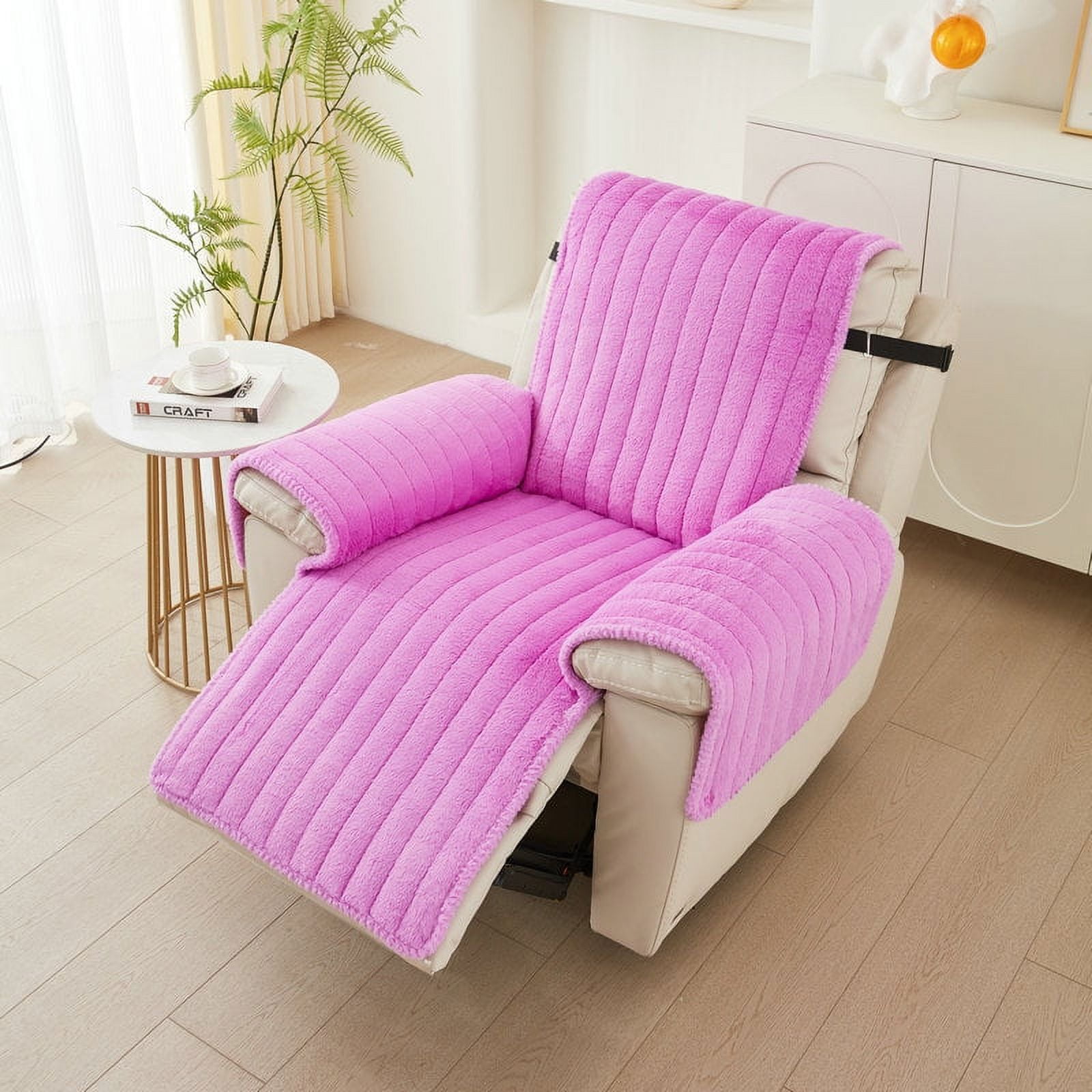 Nvzi -b Couch Cover Solid Color Plush Sofa cushion Reclining Chair Cover for Living Room Sofa Easy Fit Washable Furniture Sofa Protector (21.65*78.74inch,Purple)
