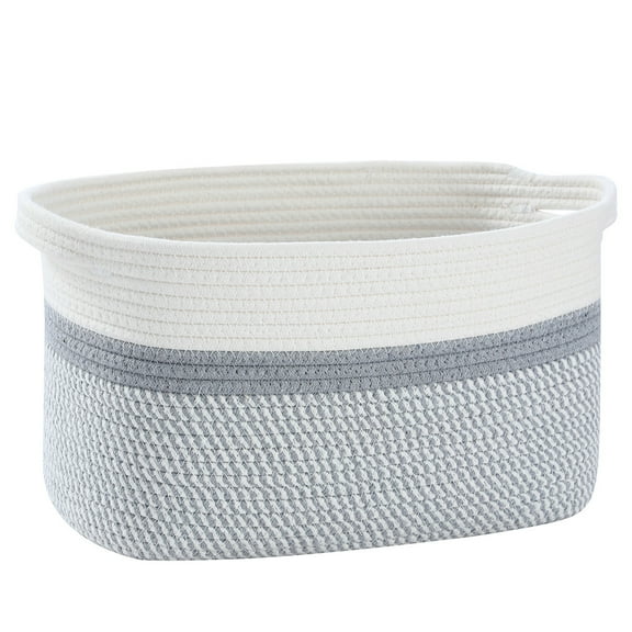 Nvzi -b Cube Storage Bins - Towel, Book, Cloth, Shoes, Closet Shelf Woven Baskets for Office, Baby Laundry,13 * 11 * 9.4 inch Gray+White