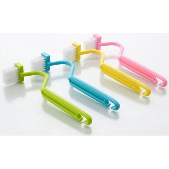 Nvzi -b Curved Toilet Brush,8" V-Shaped Plastic Toilet Edge Brush Toilet Cleaner Brush Toilet Under Rim Brush (Pack of 4, Curved Toilet Brush