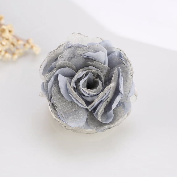 Nvzi -b Dainty Silk Flower Brooch Lapel Pins Rose Flower Brooches Pin Classic for Women Wedding Party Dance Banquet Dress Suit Ceremony Clothes Accessories,Blue Grey
