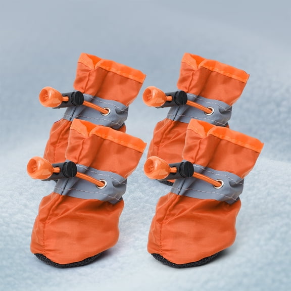 Nvzi -b Dog Boots Paw Protector, Anti-Slip Winter Dog Shoes with Reflective Straps for Small Medium Dogs Size 2,4PCSOrange