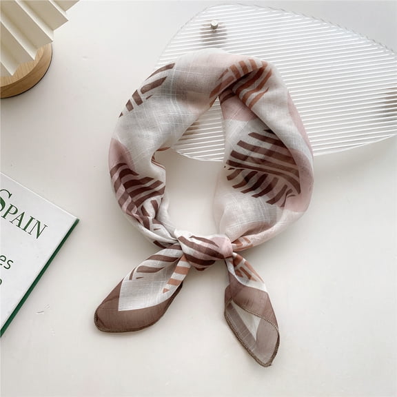 Nvzi -b Elegant Personalized Scarf, 58cm Cotton Linen Small Square Scarf, Spring/Summer Decorative Neck Protection Small Scarf, Scarf (Brown)