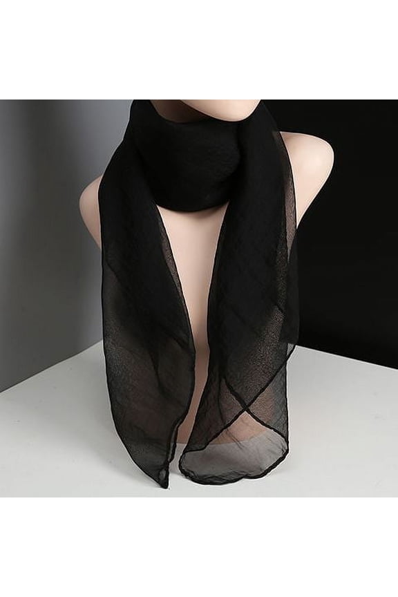 Elegant Personalized Scarf, Solid Color Scarf Thin Chiffon Scarf Versatile Square Decorative Scarf (Black)