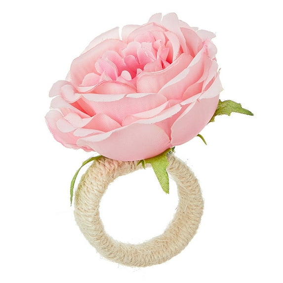 Nvzi -b Exquisite Wedding Simulation Rose Flower Napkin Ring Valentine's Day Restaurant Hotel Napkin Ring Creative Flower Mouth Cloth Ring Napkin Ring -12 pieces (pink)