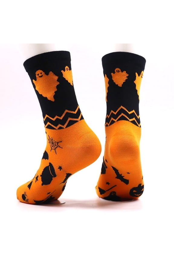 Halloween Holiday Crazy Novelty Cotton Crew Length Casual Dress Socks 1 PackGhost