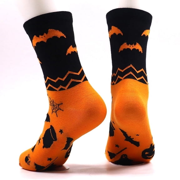 Nvzi -b Halloween Holiday Crazy Novelty Cotton Crew Length Casual Dress Socks 6 Pack，Bat