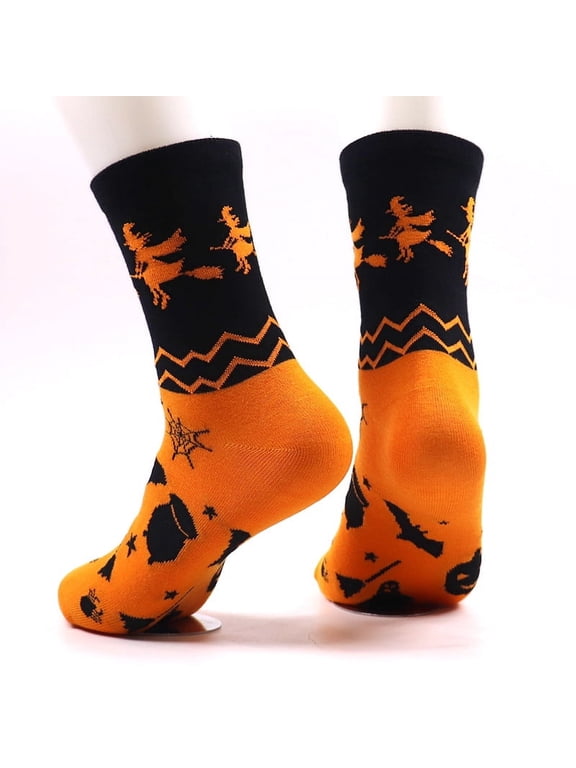 Halloween Holiday Crazy Novelty Cotton Crew Length Casual Dress Socks 6 PackWitch