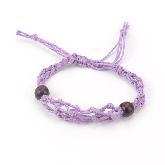 Nvzi -b Handmade Beaded Bracelet, Suitable for Men and Women, Handmade Woven Mesh Bag Bracelet Adjustable and Stretchable Natural Stone Mesh Bag Bracelet (Purple)
