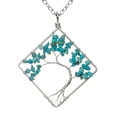thumbnail image 1 of Nvzi -b Life Tree Necklace Pendant, Men's and Women's Necklaces, Jewelry Pendant Handmade, Handwound Colorful Natural Stone Crystal Square Curved Life Tree Pendant Necklace (Lake Blue), 1 of 1