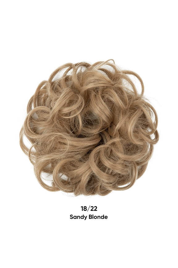 Messy Bun Hair Piece Wavy Curly for Women Hair Bun Hair Piece with Elastic Band Scrunchies Stretchy Fluffy Chignon Ponytail Hairpieces Updos for Women,Sandy Blonde