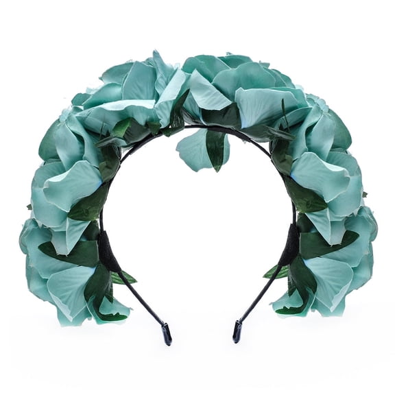 Nvzi -b Mexican Flower Crown Day of the Dead Headdress Hawaiian Bohemian Frida Floral Headband (Light Blue)