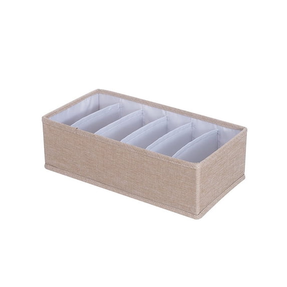 Nvzi -b Organizer Dividers, 6 Cell Fabric Foldable Cabinet Closet Organizers and Storage Boxes for Storing Socks, Underwear, Ties 12.5 * 6.3 * 3.54inch (Khaki)