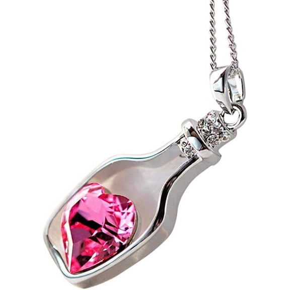 Nvzi -b Pendant Necklace in Love Drift Bottle Heart Crystal Style for Ladies, Nacklace Pendant for womens