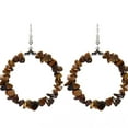 thumbnail image 1 of Nvzi -b Personalized Natural Stone Earrings, Colorful Natural Stone Geometric Irregular Gravel Beaded Earrings, Circular Earrings (Brown), 1 of 1