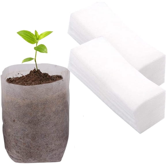 Nvzi -b Plant Nursery Bags 4 x 4.7 inches 400PCS, Non-Woven Biodegradable Plant Grow Bags Fabric Seedling Starter Bags for Vegetable Flower Fruit Saplings Tree, Home Garden Supply