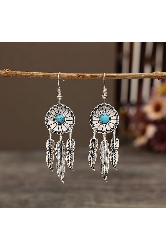 Retro New Unique Design Style Dangle Drop Earrings for Women Ethnic Bohemian Vintage Jewelry Blue