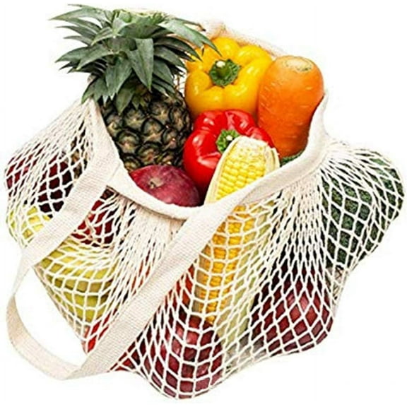 Nvzi -b Reusable Grocery Shopping Net Bag Pure Cotton Mesh Fruit and Vegetable Bag Hanging Storage Mesh Bags Eco Friendly Produce Bags Biodegradable Tote Bag(1 Pc)