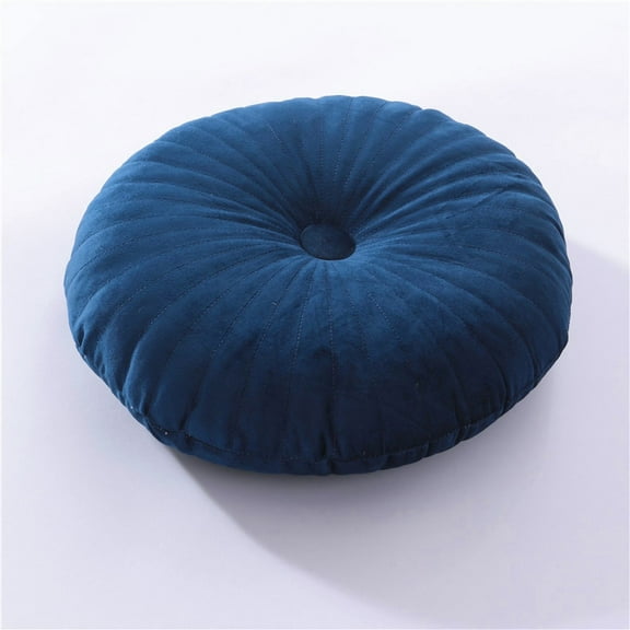 Nvzi -b Round Shaped Decorative Throw Pillow with Insert, Solid Color Velvet Pillow Cushion for Bedroom Couch(14" x 14" x 3",Blue)
