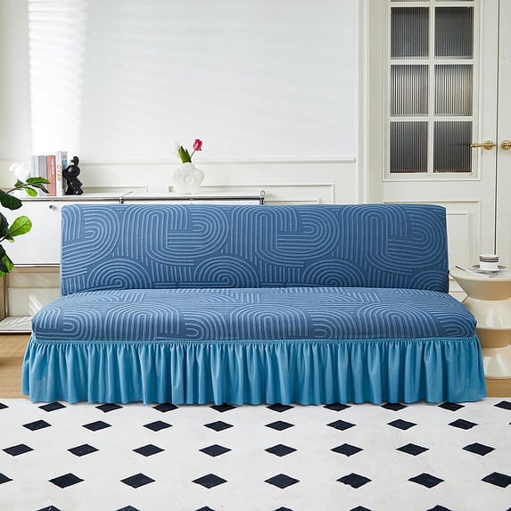 Nvzi -b Sofa Cover for sofas Stretch Couch Covers for Living Room Easy Fit Washable Furniture Sofa Protector with Skirt,1 Piece 47.24-59.05inch (Blue)