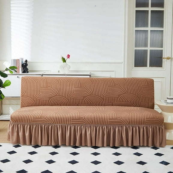 Nvzi -b Sofa Cover for sofas Stretch Couch Covers for Living Room Easy Fit Washable Furniture Sofa Protector with Skirt,1 Piece 74.8-82.67inch (Brown)