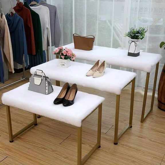 Nvzi -b Solid Color Plush Table Runner,Faux Sheepskin Decorative Shaggy Dresser Scarf,Not-Slip Desk Pad,Luxury False Fur Dresser Tablecloth-white 30x60cm(11.81x23.62inch)