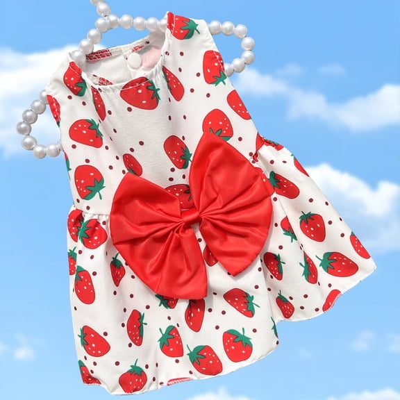 Nvzi -b Sweet Puppy Dog Dress,Cute Princess Cat Dresses Dog Skirt for Small Girl Dogs(strawberry,XXL)