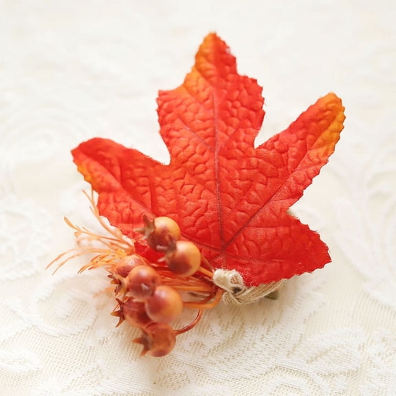 Nvzi -b Thanksgiving Autumn Home Napkin Ring Hotel Napkin Buckle Simulation Maple Leaf Cotton Hemp Rope Napkin Ring -6 pieces (Style C)