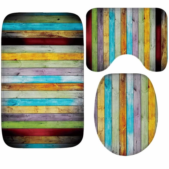Nvzi -b Three-piece setLuxury Bathroom Rug Mat, Extra Soft and Absorbent Microfiber Bath Rugs, Non-Slip Plush Shaggy Bath Carpet, Machine Wash Dry, Bath Mats for Bathroom Floor,Rainbow colors