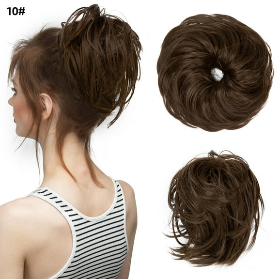 Nvzi -b Tousled Updo Messy Hair Bun,Clip in Hair Chignon with Side Comb Natural Adjustable Versatile Synthetic Hair Scrunchies for Women GirlsMedium Ash Brown