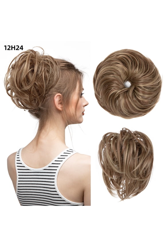 Tousled Updo Messy Hair Bun,Clip in Hair Chignon with Side Comb Natural Adjustable Versatile Synthetic Hair Scrunchies for Women GirlsMedium Auburn