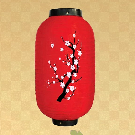 Nvzi -b Traditional Japanese Style Lantern 8 x 14 Inch, Set of 4 Waterproof Indoor Outdoor Festival Theme Birthday Party Home Yard Lanterns Japanese Eateries DecorRed B