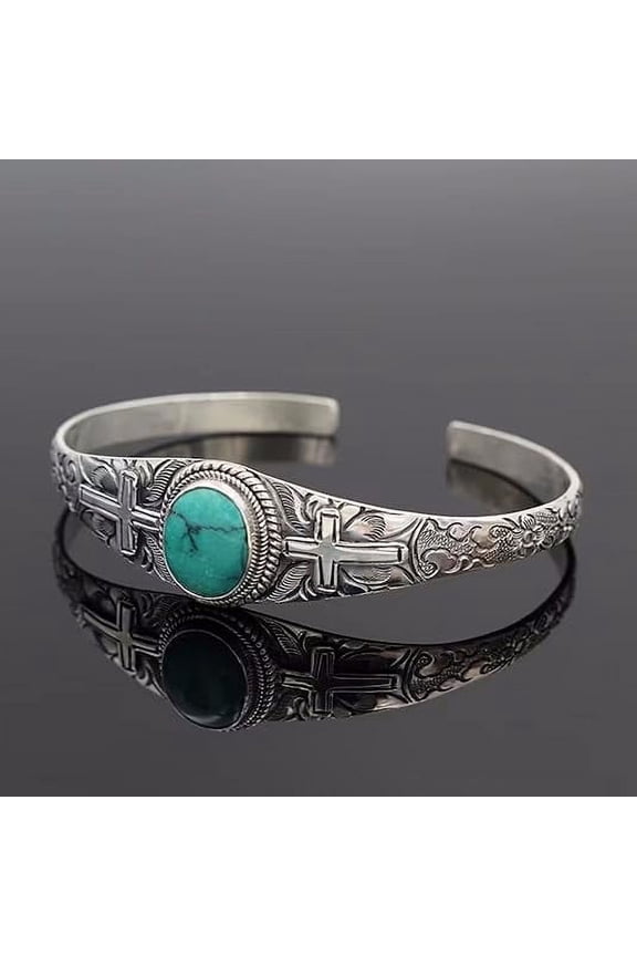 Turquoise Bracelet for Women Adjustable Turquoise Cuff Bracelets Turquoise Open Bangle Bracelet Western Bohemian Bangle for Girls Jewelry Gift(05)