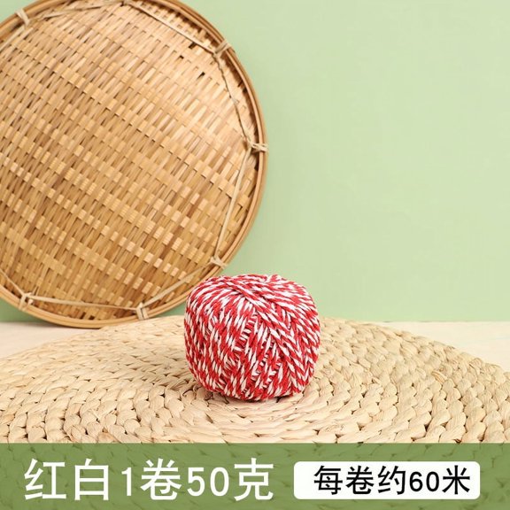 Nvzi -b Twine, 1 Rolls 1.5mm ，DIY Crafts, Picture Display and Embellishments, Festive Twine for Gift Wrapping (Each 229 Feet)，Red White