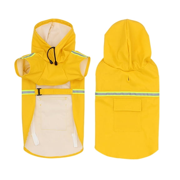 Nvzi -b Waterproof Dog Raincoat, Adjustable Reflective Lightweight Pet Rain Clothes with Poncho Hood (M, Yellow)