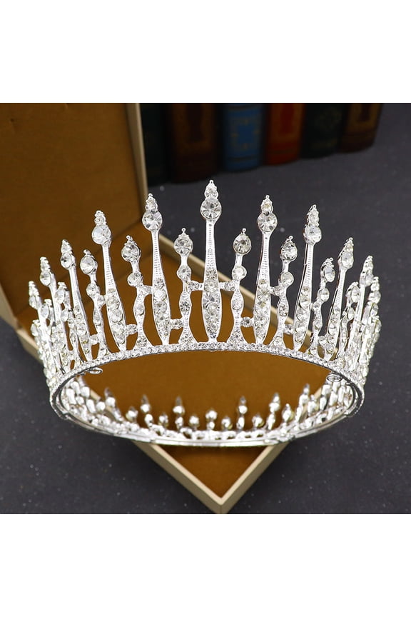 Wedding Tiara for Bride Princess Tiara Headband Bridal Crown,Crystal Rhinestone Hair Jewelry Decor for Queen Girl Bride Birthday Prom Wedding Pageant Halloween Costume Party(Silvery)