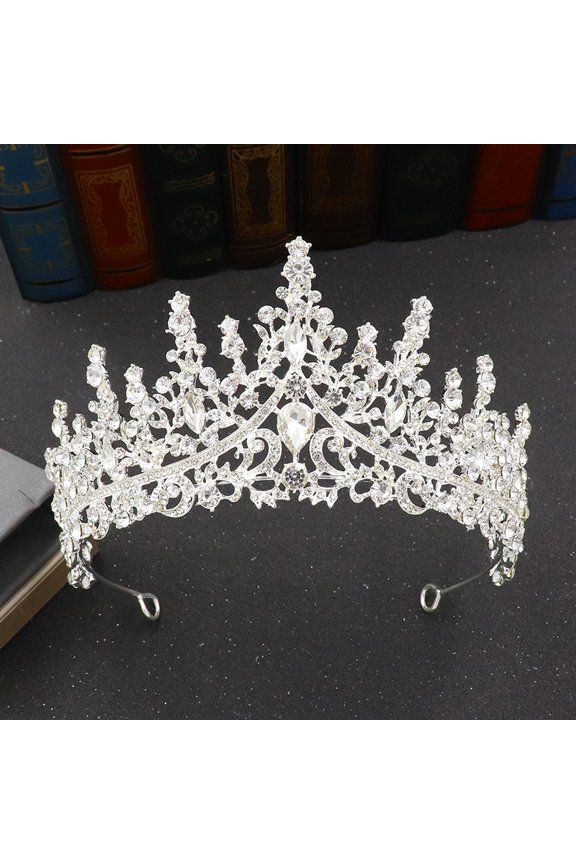 Wedding Tiara for Bride Princess Tiara Headband Bridal Crown,Crystal Rhinestone Hair Jewelry Decor for Queen Girl Bride Birthday Prom Wedding Pageant Halloween Costume Party(White)